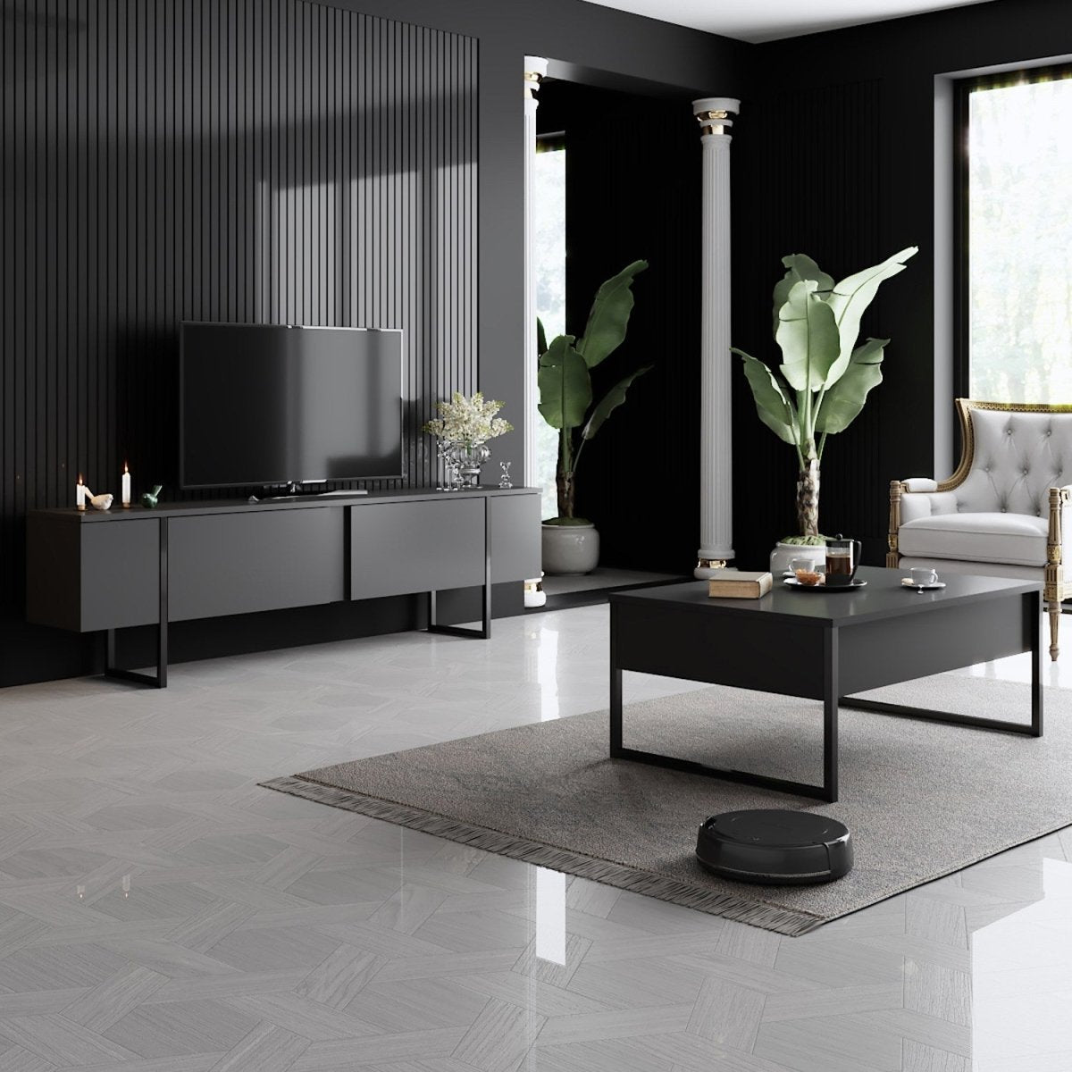 Modernes Designer TV Lowboard Lunano – Stilvolles Medienregal für Wohnzimmer