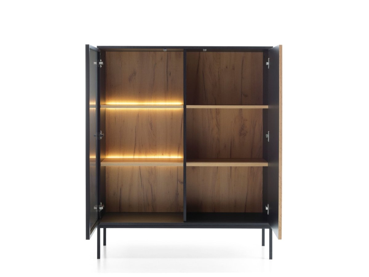 Elegante Designer Nayra Glasvitrine mit LED-Beleuchtung für Modernes Wohnzimmer