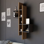 Lade das Bild in den Galerie-Viewer, Modernes Designer Wandregal Bellegra – Dynamische Form mit Eichenoptik und Anthrazit Ablagefächern
