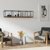 Modernes Designer Wandregal Miray: Schwarzes Metall, Walnuss-Optik, Vielseitige Ablage