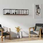 Lade das Bild in den Galerie-Viewer, Modernes Designer Wandregal Miray: Schwarzes Metall, Walnuss-Optik, Vielseitige Ablage
