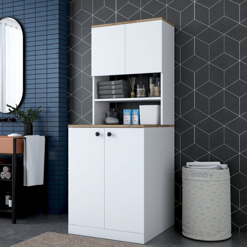 Luxuriöser Designer Waschmaschinenschrank Luvano: Stilvolle, Platzsparende Badlösung mit Stauraum