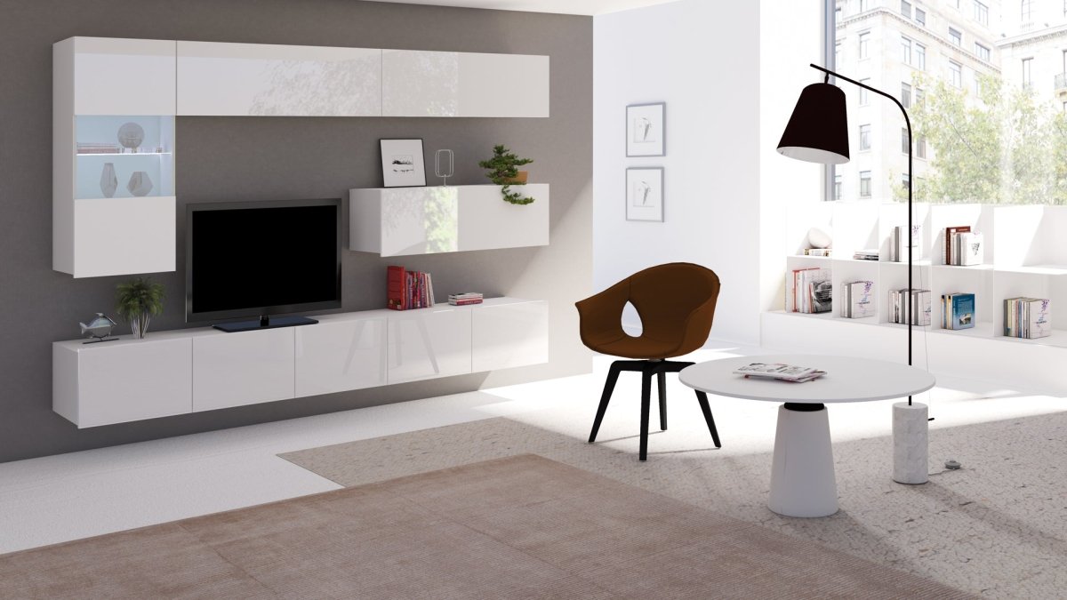 Cezanne Designer Wohnwand: Moderne LED TV-Möbel mit Push-to-Open & Anpassbaren Farben