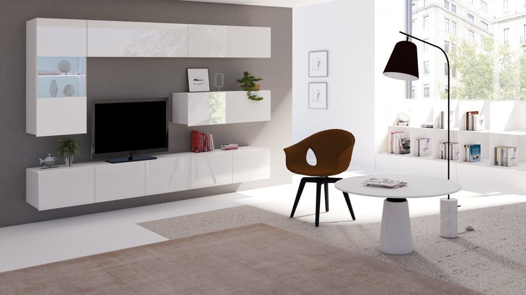 Cezanne Designer Wohnwand: Moderne LED TV-Möbel mit Push-to-Open & Anpassbaren Farben