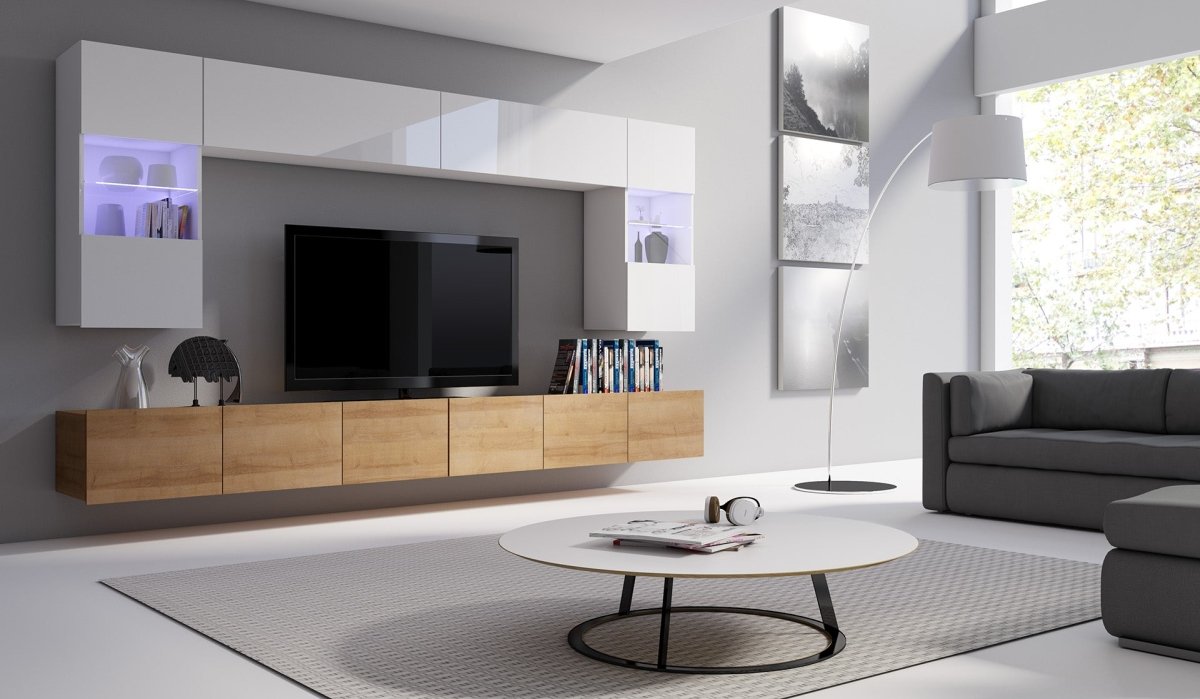 Luxuriöse Designer Wohnwand Da Vinci mit LED-Beleuchtung – Modern & Funktional