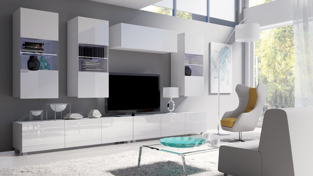 Moderne Designer Wohnwand Ricardo mit LED-Beleuchtung – Elegantes Stauraumwunder für Ihr Zuhause