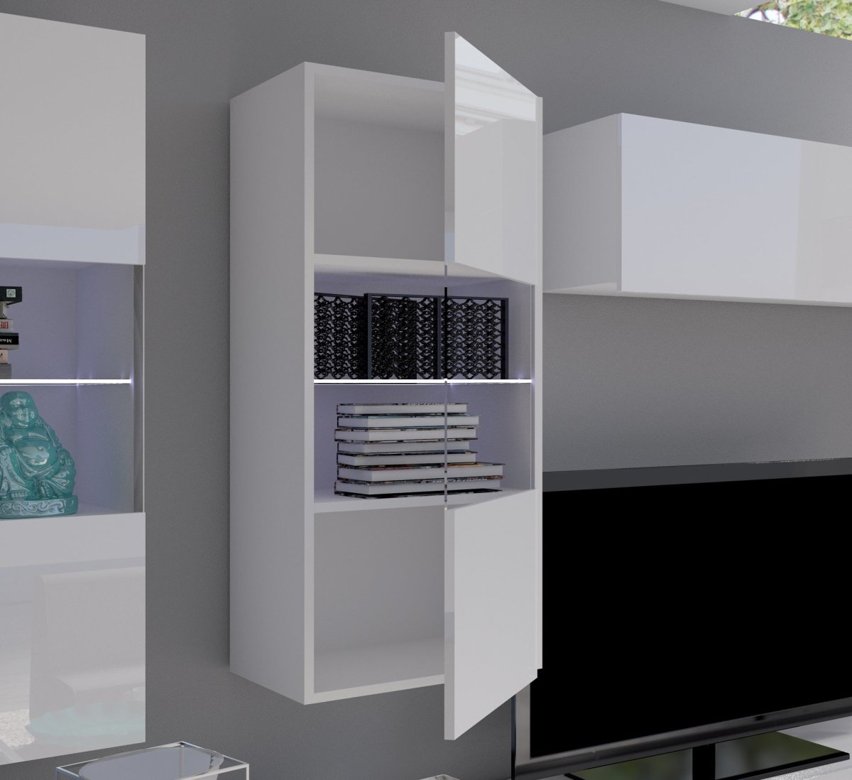 Moderne Designer Wohnwand Ricardo mit LED-Beleuchtung – Elegantes Stauraumwunder für Ihr Zuhause