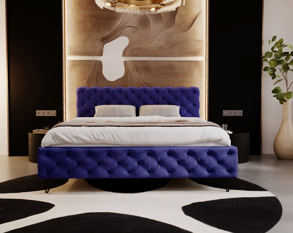 Luxuriöses Designer Polsterbett Sienna Samt – Modernes Komfortbett für Ihr Schlafzimmer