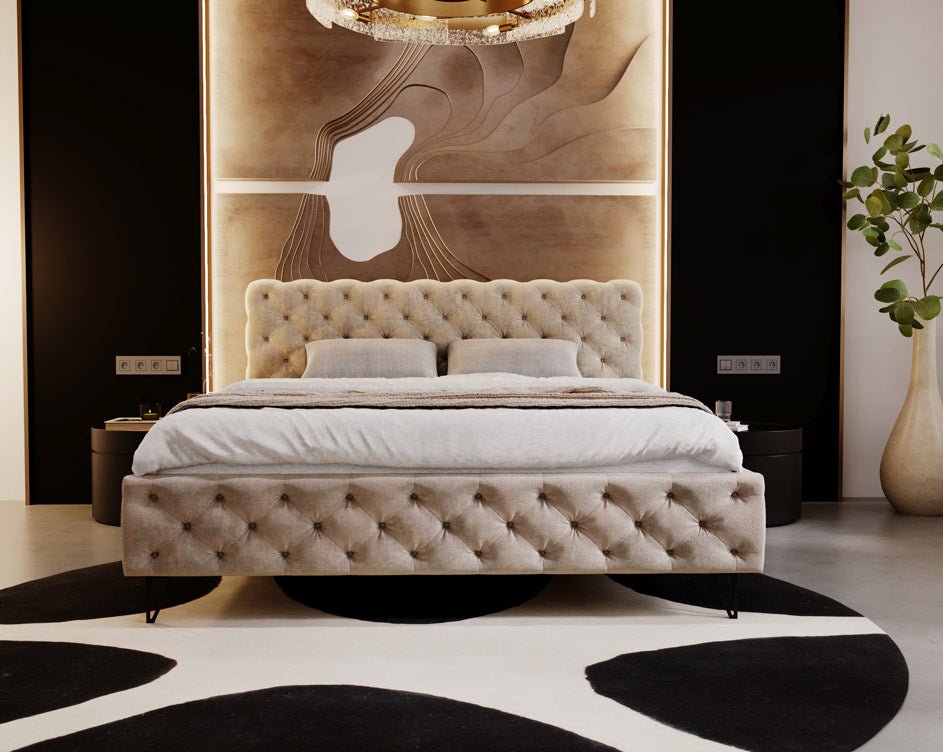 Luxuriöses Designer Polsterbett Sienna Samt – Modernes Komfortbett für Ihr Schlafzimmer