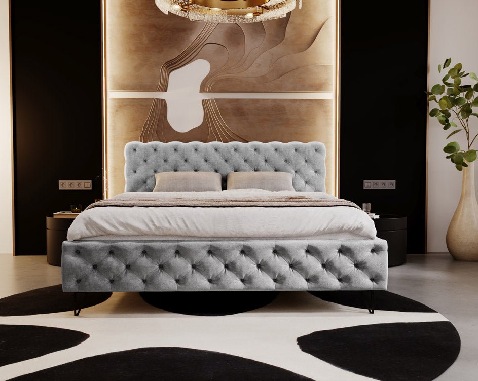 Luxuriöses Designer Polsterbett Sienna Samt – Modernes Komfortbett für Ihr Schlafzimmer
