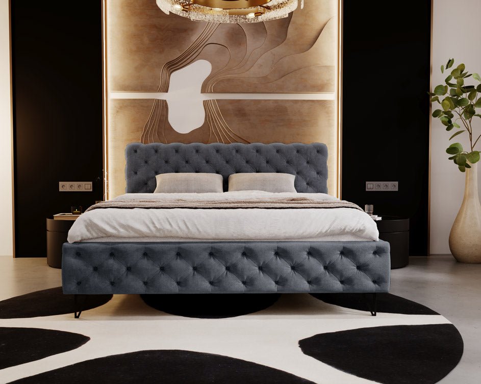 Luxuriöses Designer Polsterbett Sienna Samt – Modernes Komfortbett für Ihr Schlafzimmer