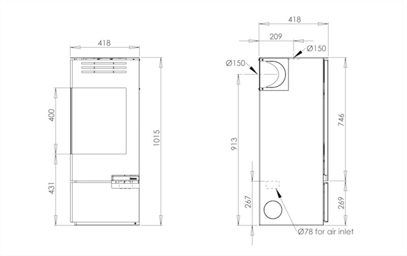 Aduro 12 wasserdichter Holzofen – kompakte Kraft, 9 kW, 140 m²