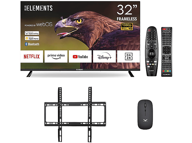 KB ELEMENTS ELT32WB5E 32 Zoll Full HD Smart TV webOS Hub Magic Remote Inklusive Wandhalterung