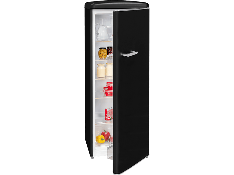 Exquisit RKS325-V-H-160F Mattschwarz Retro Kühlschrank 229L