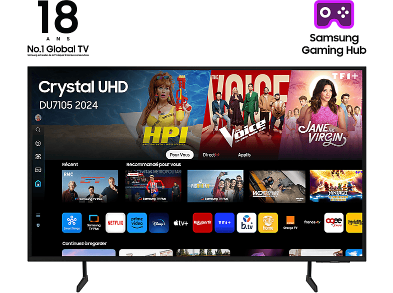 Samsung DU7105 43 Zoll 4K UHD Smart TV Flachbildfernseher – Lebendige Farben, Smarte Unterhaltung
