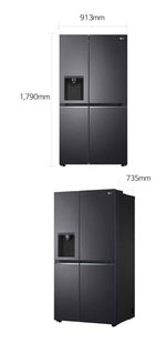 Lade das Bild in den Galerie-Viewer, LG GSLV71MCLE Side-by-Side Kühlschrank: 635L, Eis- &amp; Wasserspender, Total No Frost, ThinQ
