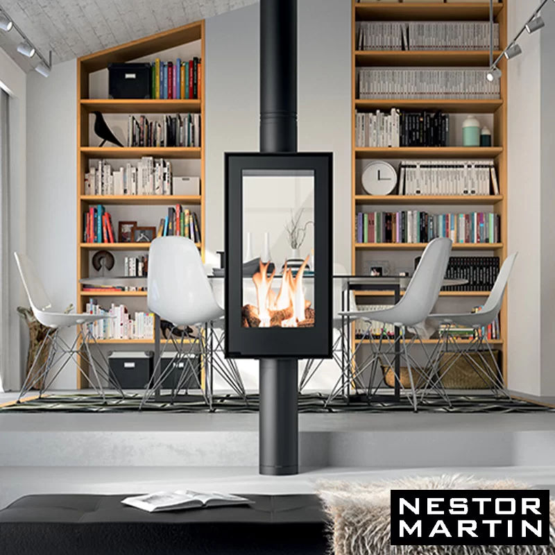 Nestor Martin Quadratischer Gasofen THS 15: 6 kW Leistung, Schwarzer Stahl, 360° drehbar