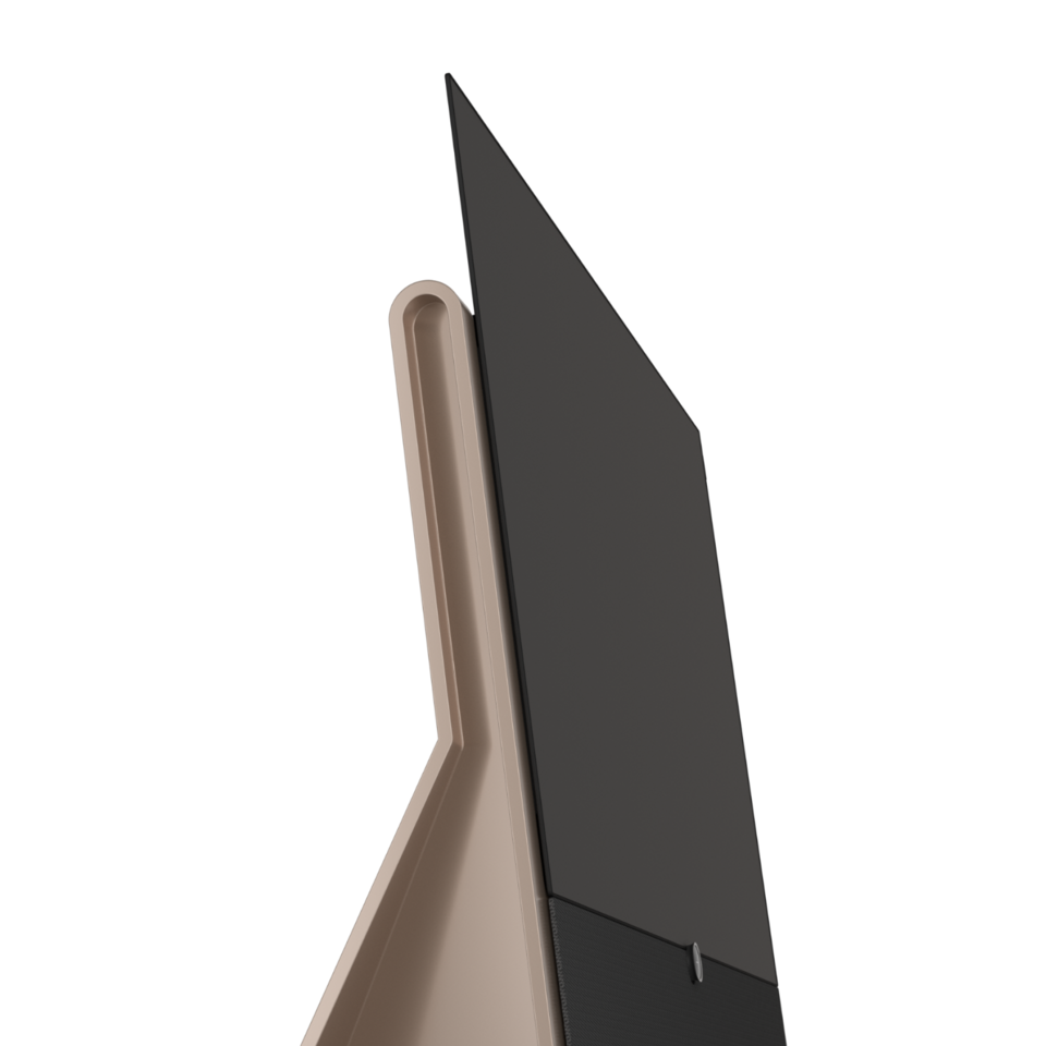 Loewe iconic inspire 55 Bronze: Edler 4K OLED TV mit Soundbar und einzigartigem Stein-Sockel