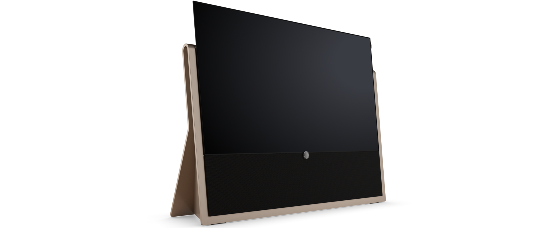 Loewe iconic inspire 55 Bronze: Edler 4K OLED TV mit Soundbar und einzigartigem Stein-Sockel