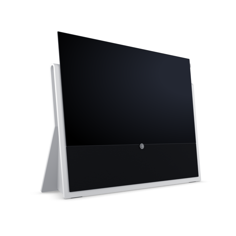 Loewe iconic inspire 55 Pure White: Skulpturaler 4K OLED TV mit Dolby Atmos Soundbar