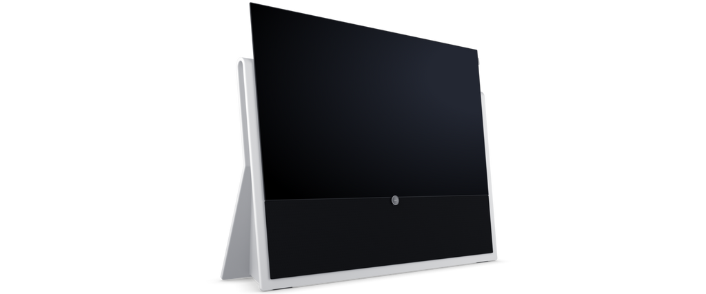 Loewe iconic inspire 55 Pure White: Skulpturaler 4K OLED TV mit Dolby Atmos Soundbar