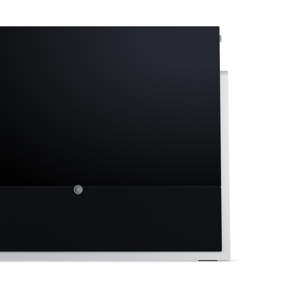 Loewe iconic inspire 55 Pure White: Skulpturaler 4K OLED TV mit Dolby Atmos Soundbar