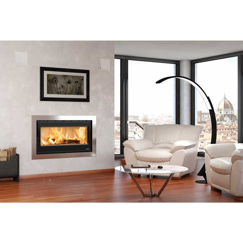 La Nordica 100 Wide Holzeinsatz 9 kW mit Nordiker® Gusseisen und Lüfterregler