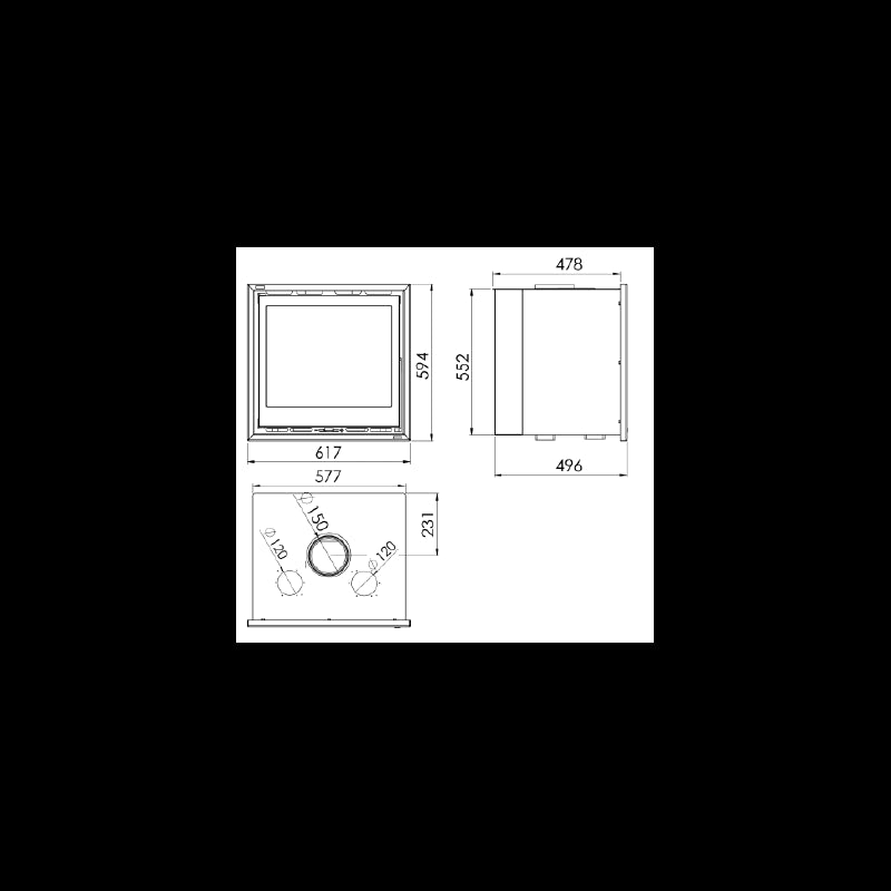 Panadero CS Holzofen Einbau – 7,1 kW, Ventilator, 2 Luftkanäle