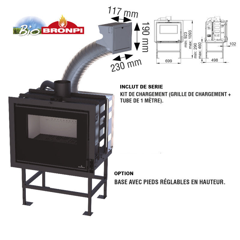Bronpi Hybrid-Insert Holz‑Pellet 11 kW, A+ Energieklasse, 275 m³ für Wohnräume
