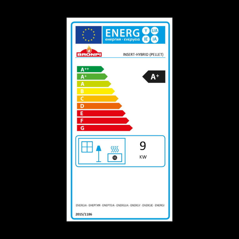 Bronpi Hybrid-Insert Holz‑Pellet 11 kW, A+ Energieklasse, 275 m³ für Wohnräume