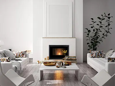 Eleganter Nestor Martin TQH 33 Holzofen mit Gusseisen-Interieur und 360°-Drehung