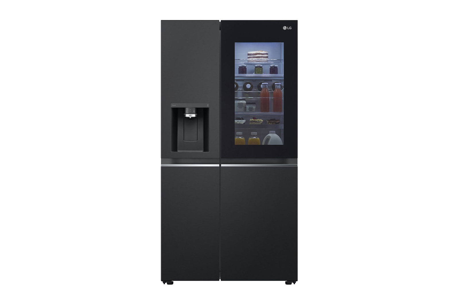LG InstaView Side-by-Side Kühlschrank: Groß, Smart, Eis- & Wasserspender, Schwarz