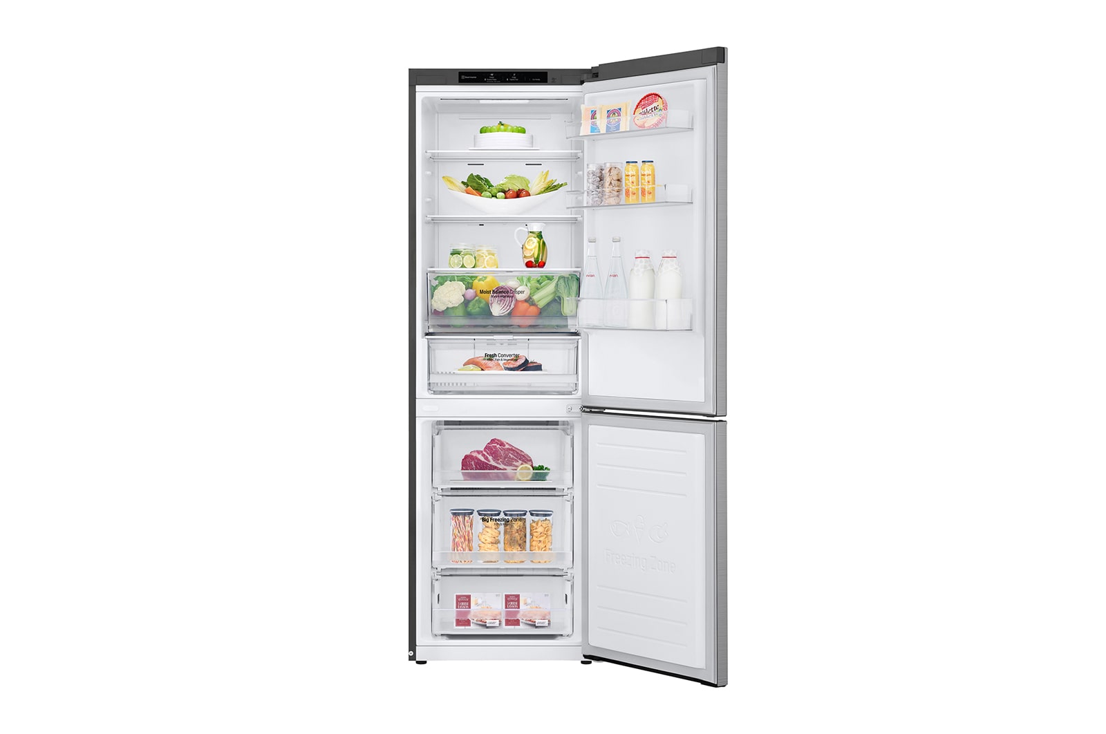 LG GBB61PZGGN Kühl-Gefrierkombination: 341L, Smart Inverter, NatureFRESH, Platinum Silver