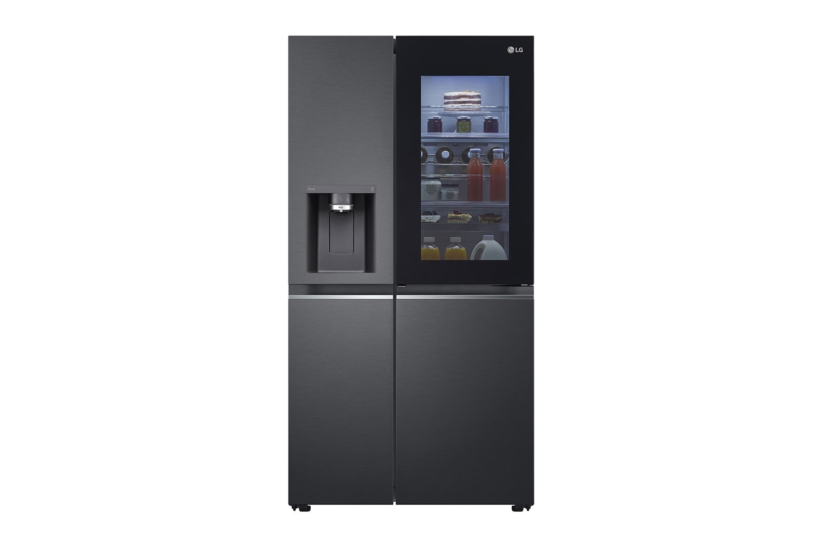 LG Side-by-Side Kühlschrank: InstaView, Craft Ice, Festwasseranschluss, Matte Black