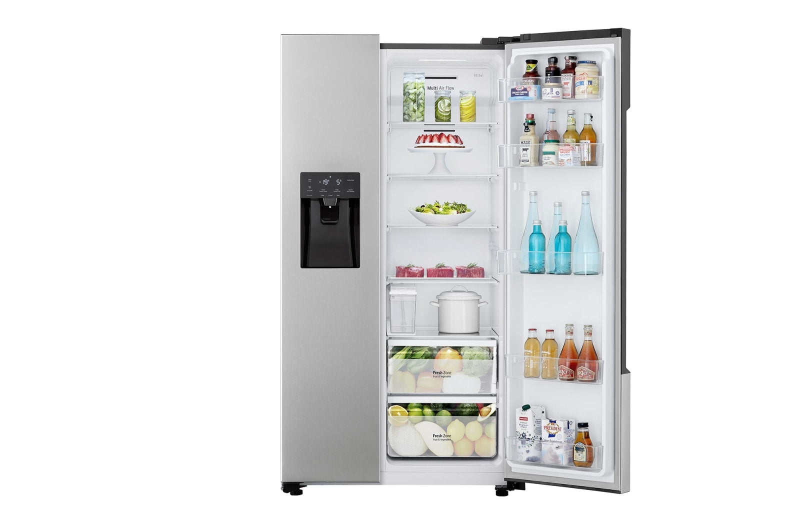 LG Side-by-Side Kühlschrank mit InstaView, Craft Ice, Eis- & Wasserspender, 562L Kapazität
