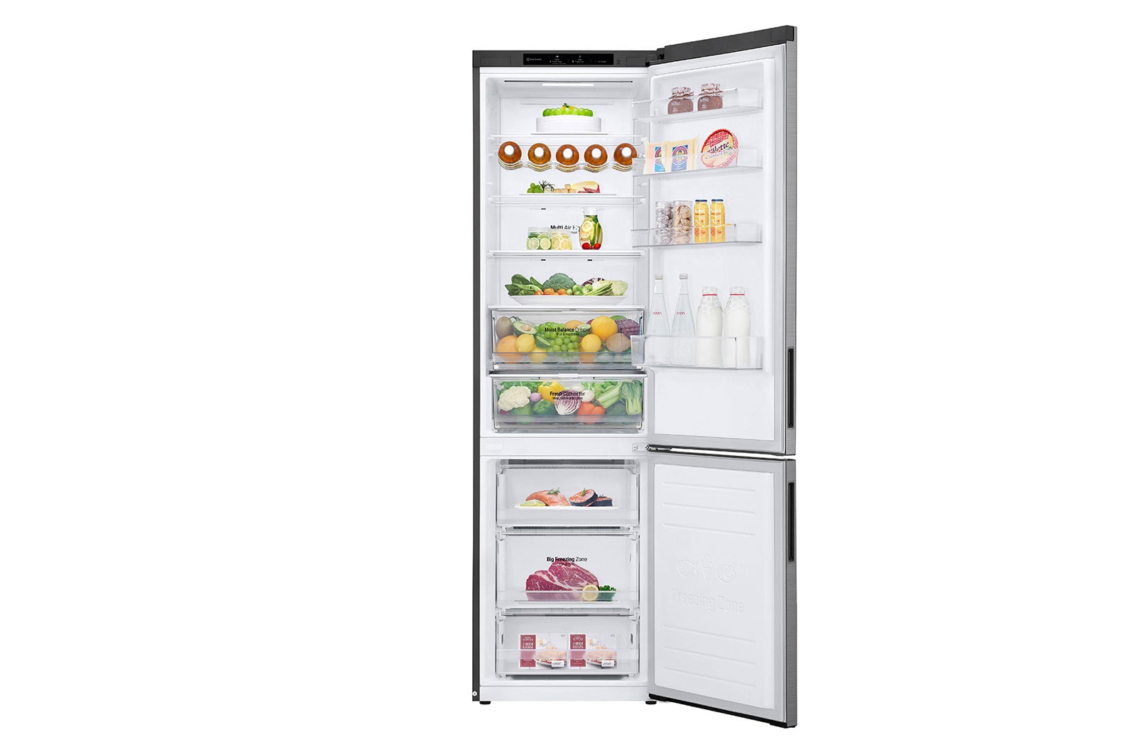 LG Kühl-Gefrierkombination 384L, Smart Inverter Kompressor, NatureFRESH, Leise, Stahl