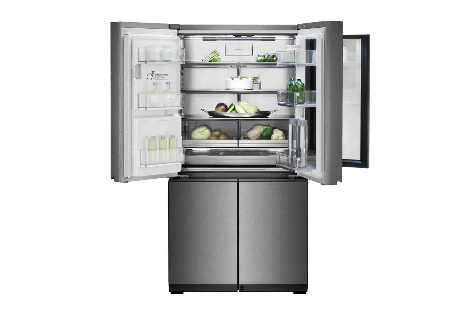 LG SIGNATURE LSR100 InstaView Multi-Door Kühlschrank – Edelstahl, Smart Technologie, 643L
