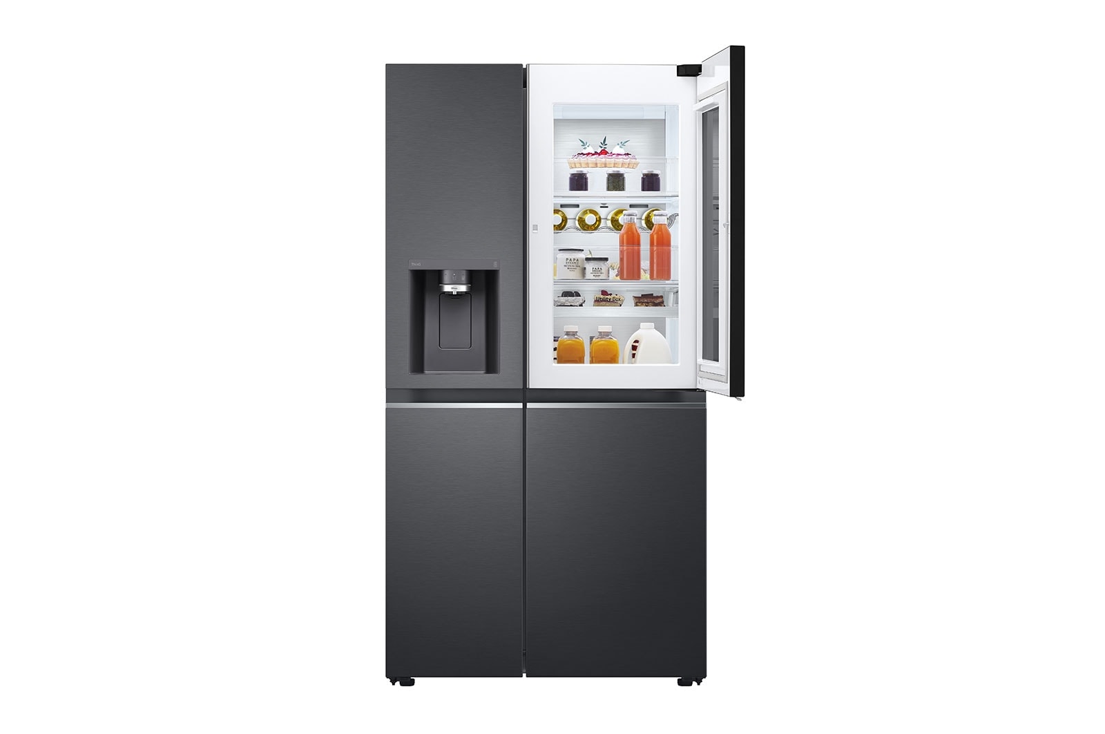 LG Side-by-Side Kühlschrank: InstaView, Craft Ice, Festwasseranschluss, Matte Black