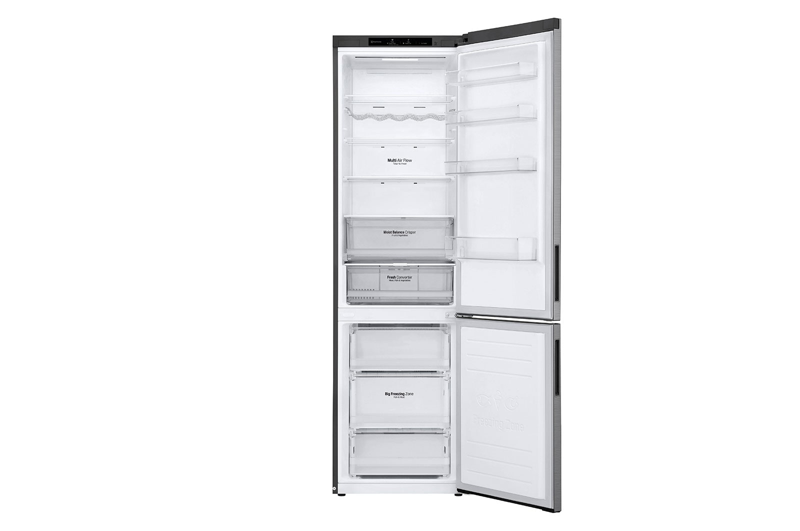 LG Kühl-Gefrierkombination 384L, Smart Inverter Kompressor, NatureFRESH, Leise, Stahl