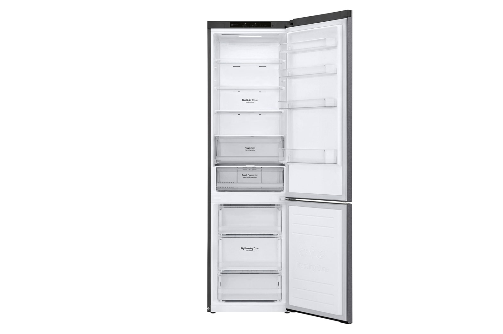 LG Kühl-Gefrierkombination 384L, Inverter Linear Kompressor, Dark Graphite, 203cm hoch