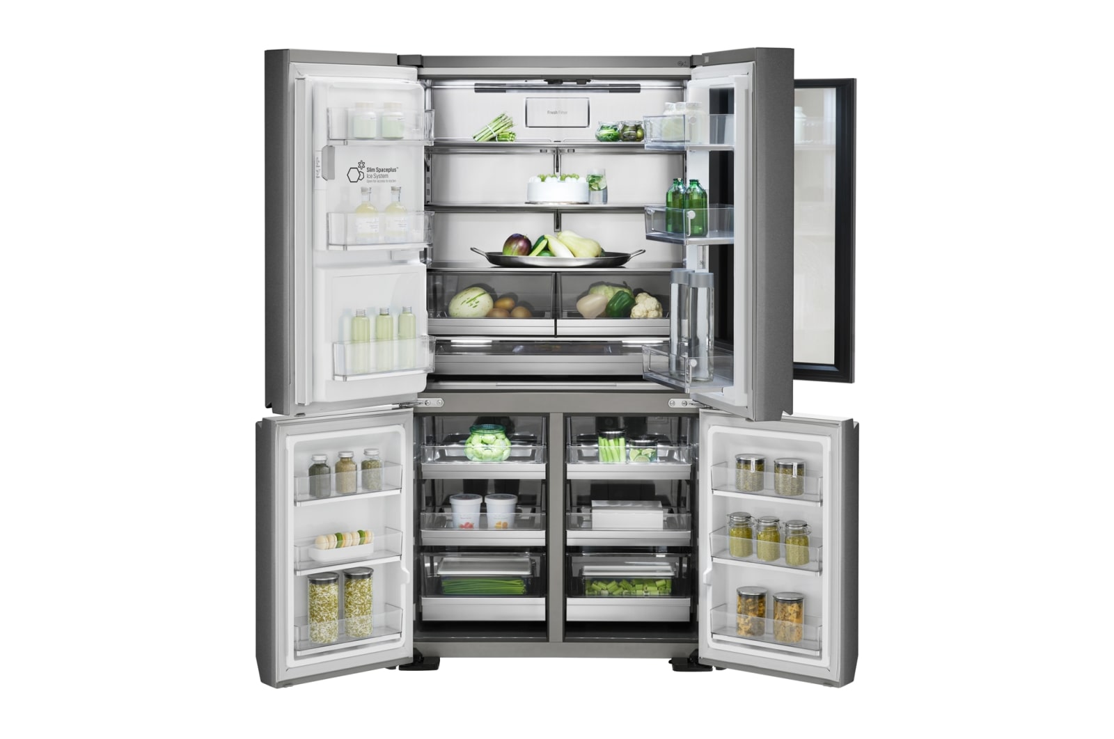 LG SIGNATURE LSR100 InstaView Multi-Door Kühlschrank – Edelstahl, Smart Technologie, 643L