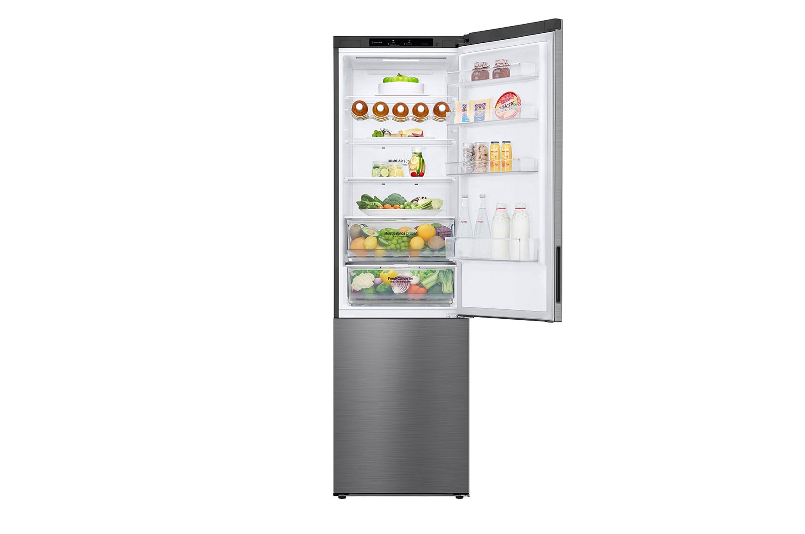 LG Kühl-Gefrierkombination 384L, Smart Inverter Kompressor, NatureFRESH, Leise, Stahl