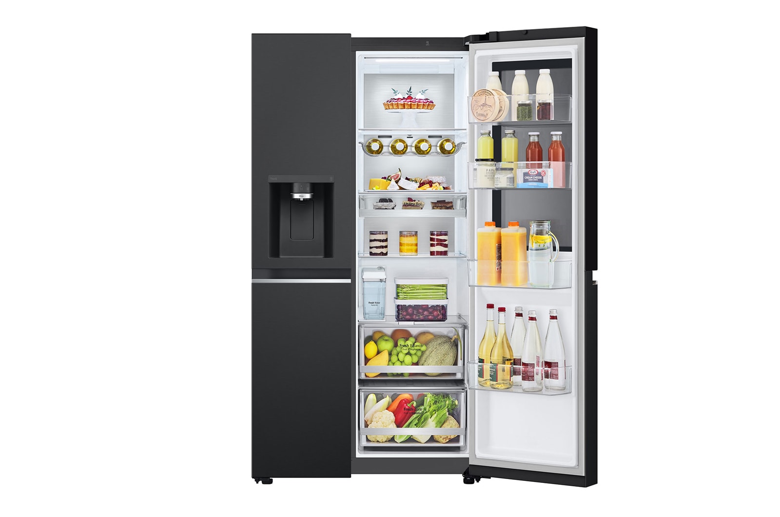 LG InstaView Side-by-Side Kühlschrank: Groß, Smart, Eis- & Wasserspender, Schwarz