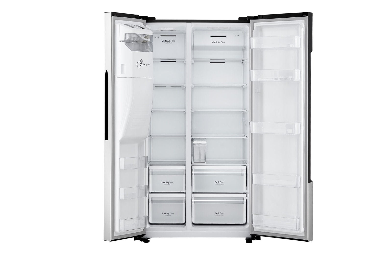 LG Side-by-Side Kühlschrank mit InstaView, Craft Ice, Eis- & Wasserspender, 562L Kapazität