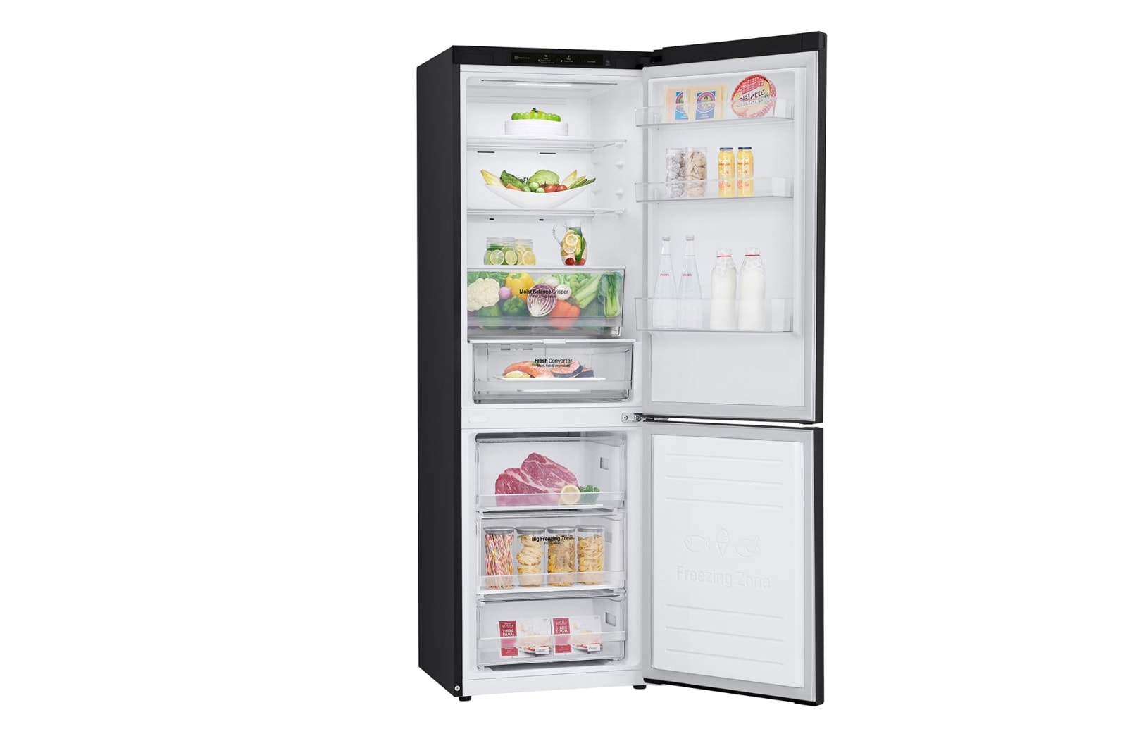 LG GBB61MCGCN1 Moderne Kühl-Gefrierkombination Matte Black, 341L, Smart Inverter Compressor