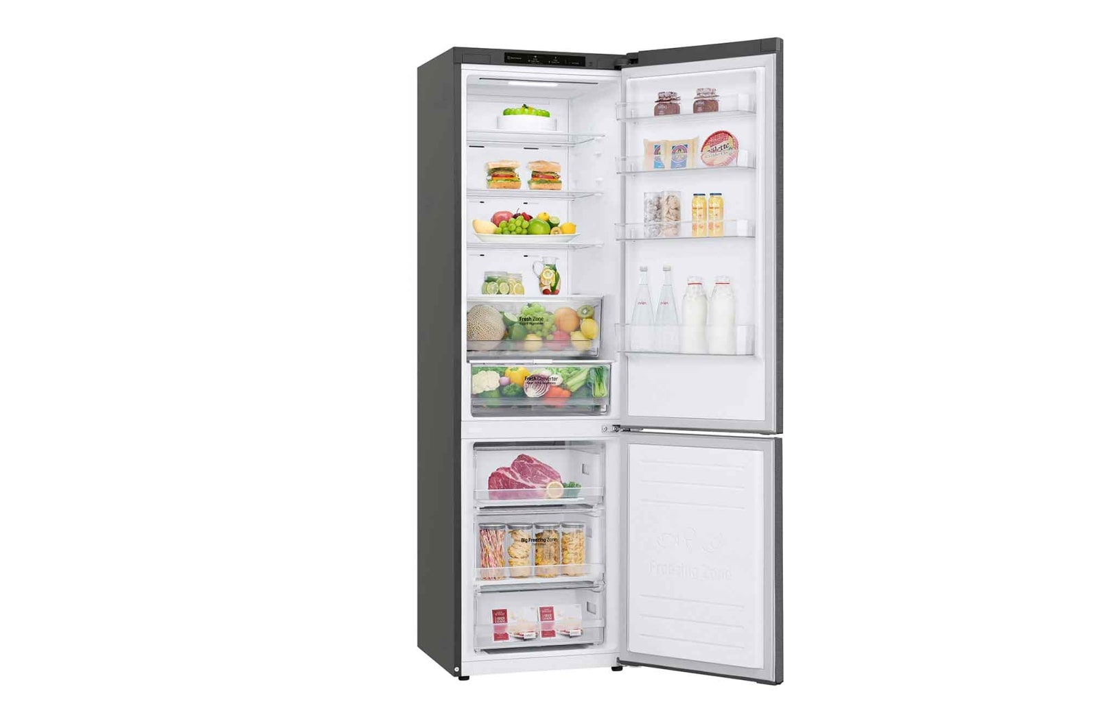 LG Kühl-Gefrierkombination 384L, Inverter Linear Kompressor, Dark Graphite, 203cm hoch