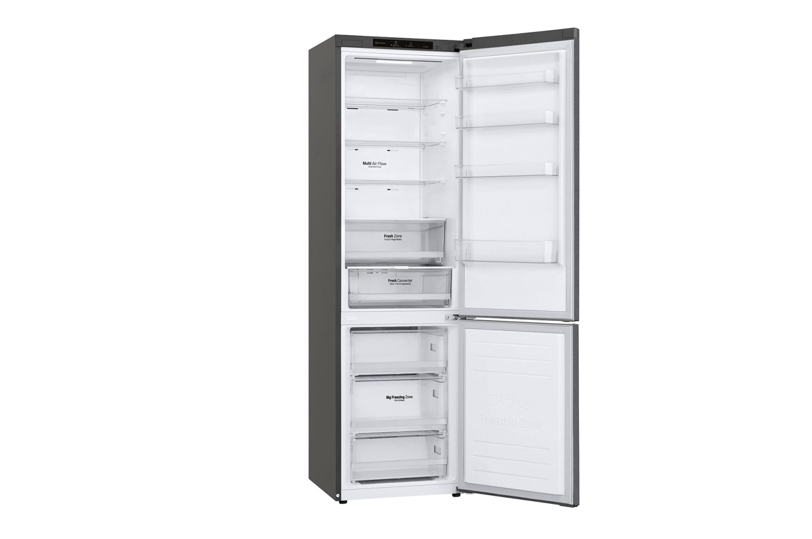 LG Kühl-Gefrierkombination 384L, Inverter Linear Kompressor, Dark Graphite, 203cm hoch