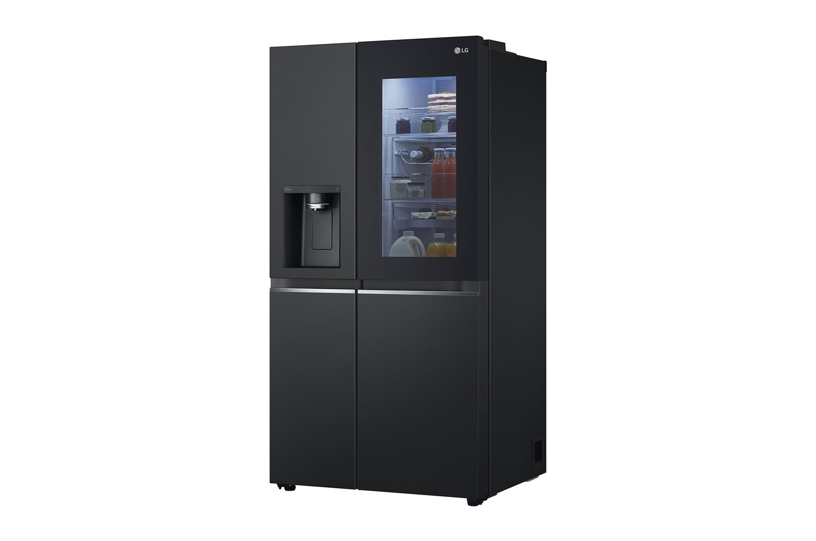 LG InstaView Side-by-Side Kühlschrank: Groß, Smart, Eis- & Wasserspender, Schwarz
