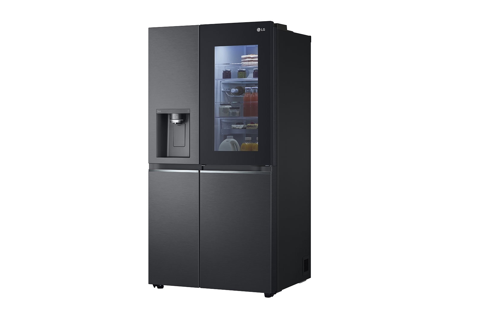 LG Side-by-Side Kühlschrank: InstaView, Craft Ice, Festwasseranschluss, Matte Black