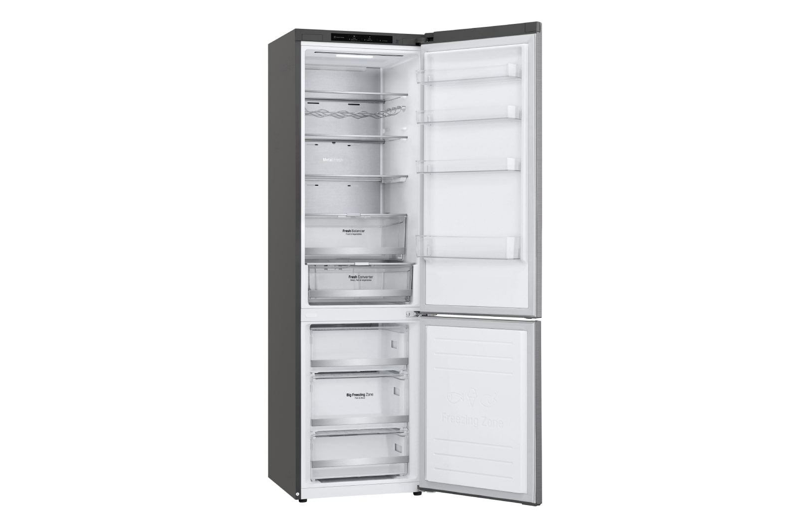 LG NatureFRESH Kühl-Gefrierkombination Steel, 384L, Smart Inverter, Linear Cooling, leise